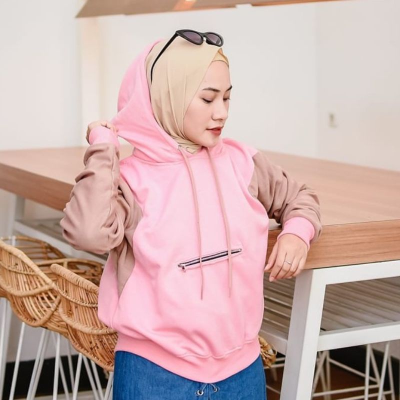 JAKET SWEATER WANITA Alya zipper hoodie, jaket sweater wanita, casual elegan