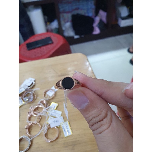 cincin hitam plat bundar emas 750 d* cakep