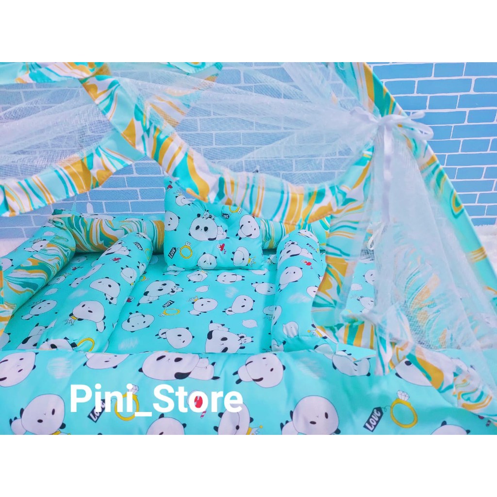 Kasur Bayi Kelambu TENDA Motif Panda Toska-1