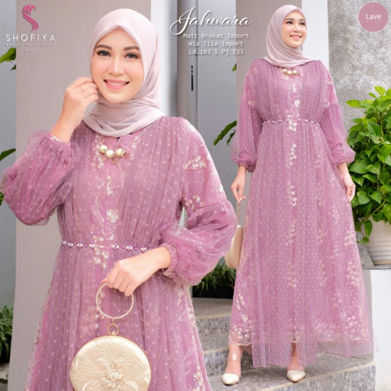 JAHWARA &amp; FAARIHA Maxi Dress Brokat Ori by Shofiya