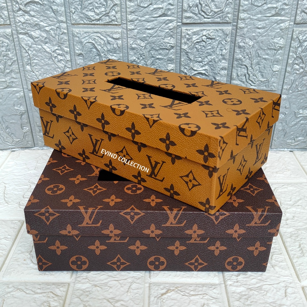 Keranjang Air Mineral Motif Model Oval Isi 6 Cup + Tempat Tisu Kulit Sintetis