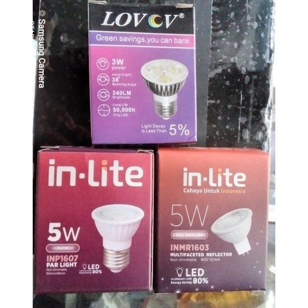 LED Spotlite MR16&amp;E27 Inlite-Lovov 220V 3W, 5W, 7W Cahaya Putih (6500K) &amp; Kuning (3000K)