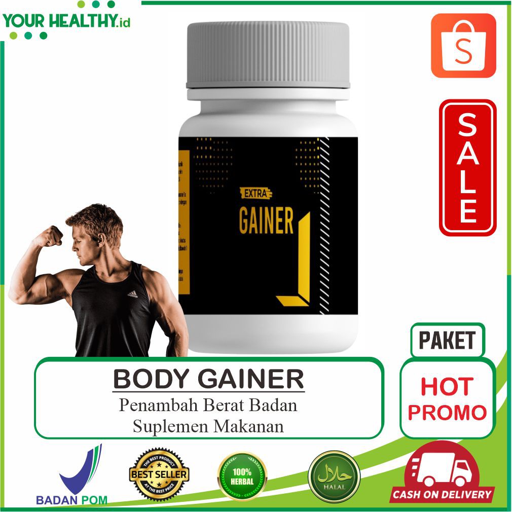 BODY GAINER - Suplemen Penambah Berat Badan Pria dan Wanita Tanpa Efek Samping/Herbal/Zinc/Kapsul