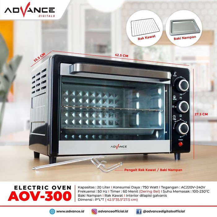 Oven listrik advance 20 liter tipe AOV300