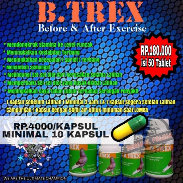 jamu vitamin doping obat burung merpati dara lomba balap kolongan tomprang pos B trex btrex Baron