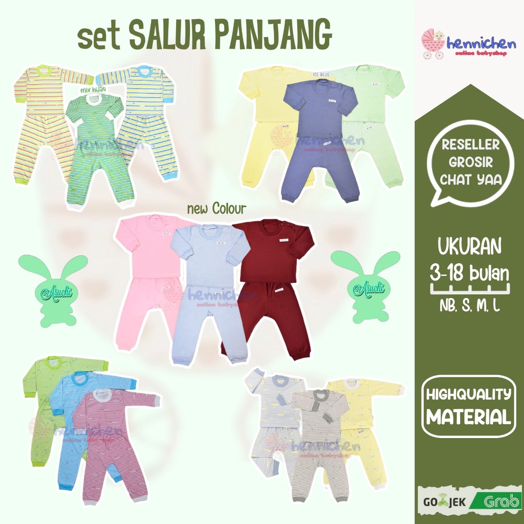 PROMO BAJU ANAK ARUCHI PREMIUM SETELAN SALUR PANJANG NB  S M L ( 3-18 Bulan )