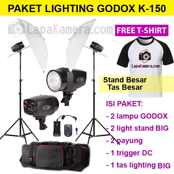 Paket Lighting GODOX K160 / Paket Lampu Studio Godox K-160 Stand Besar