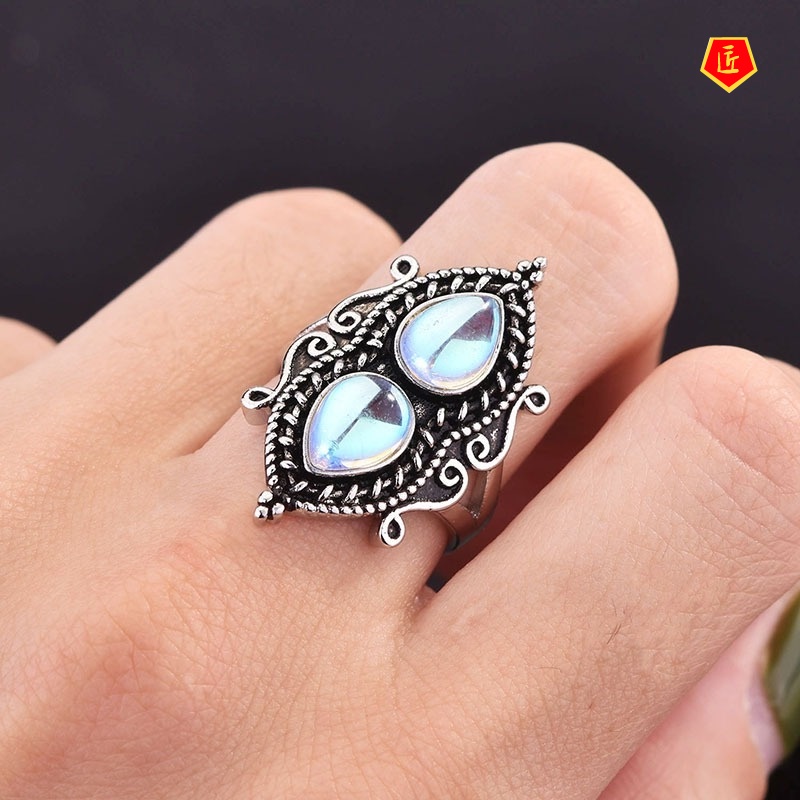 [Ready Stock]S925 Silver Vintage Moonstone Ring