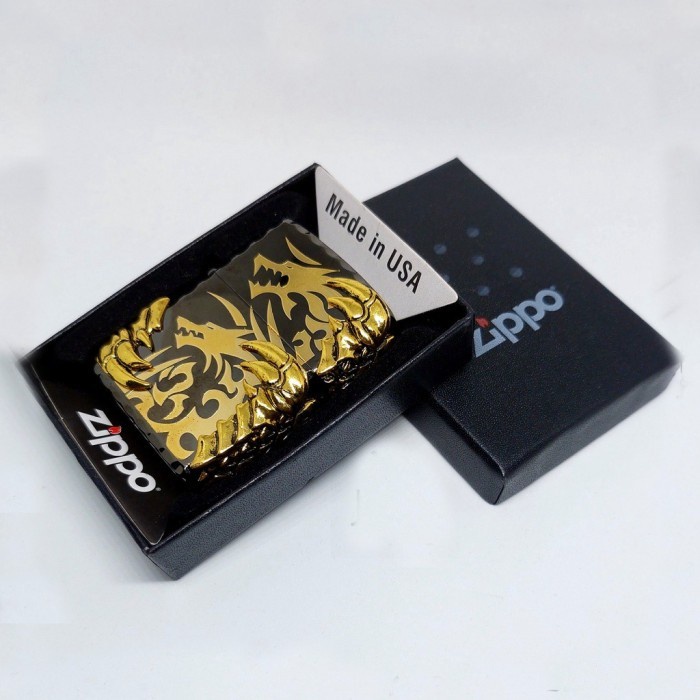 ( bayar di tempat ) Korek Api Zippo Dragon 3D Black Ice Grade Ori