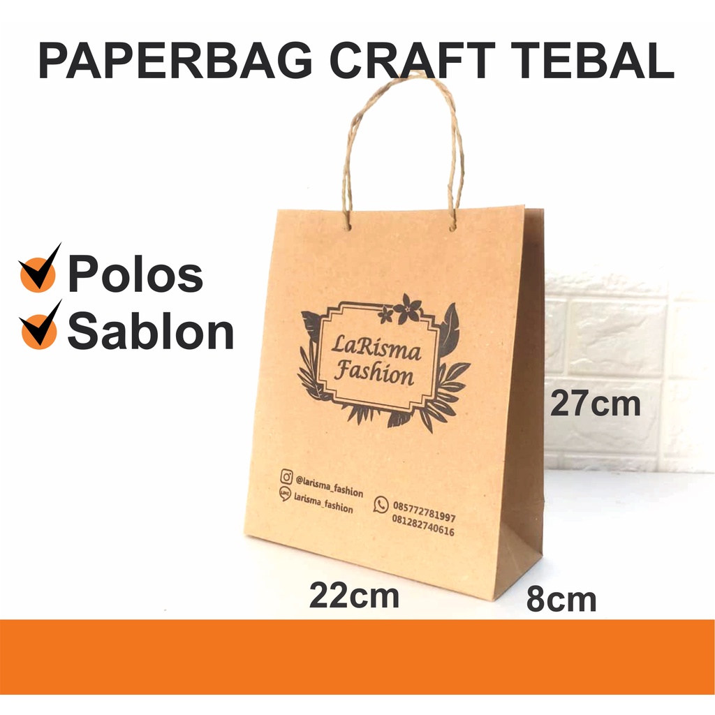 

Paper Bag Coklat Sablon 27x22x8cm Paperbag Hajatan Kado Ultah