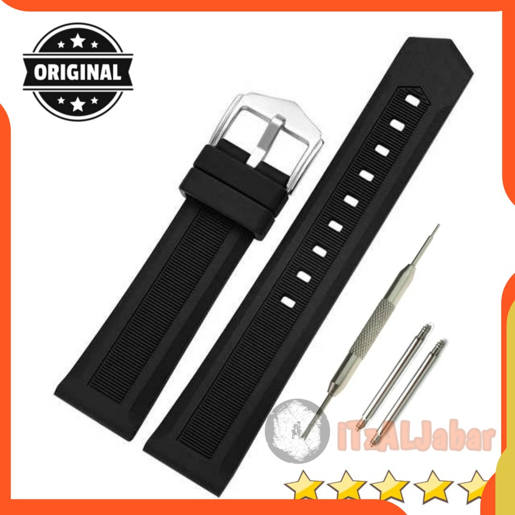 Tali jam tangan Karet Rubber silicone 20mm 22mm hitam TR-1002H