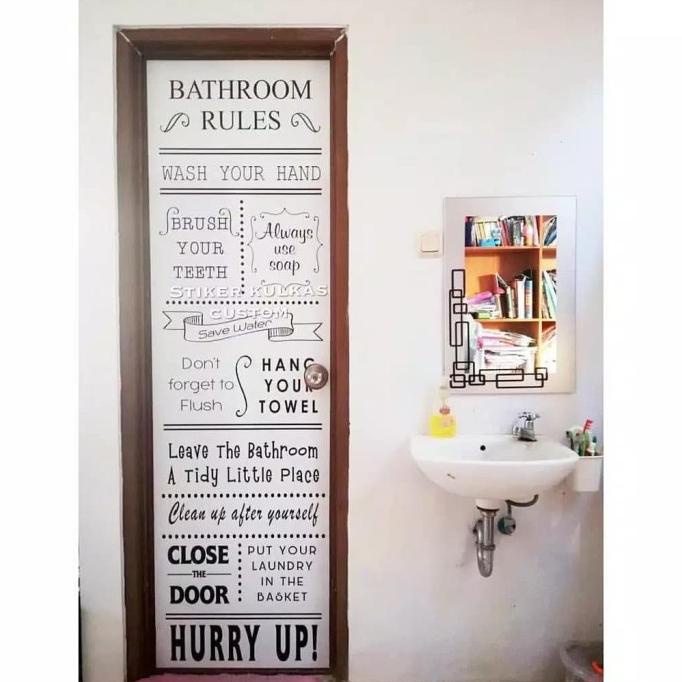 

BISA COD Stiker pintu kamar mandi motif bathroom rules uk. 60 x 190