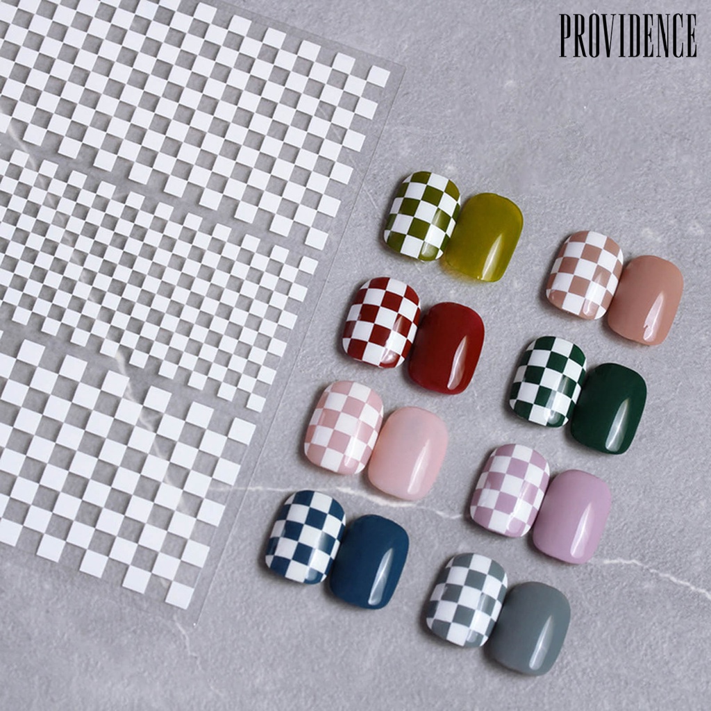 Providence Stiker Kuku Motif Papan Catur Hitam Putih Untuk Manicure / Nail Art