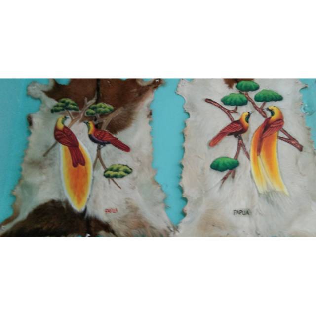 Lukisan Burung Cendrawasih Kulit Kambing Shopee Indonesia