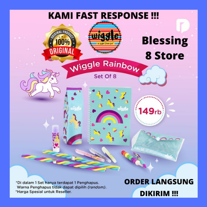 

Wiggle Rainbow Set Satu Set Alat Tulis Bertema Pelangi motif Lucu