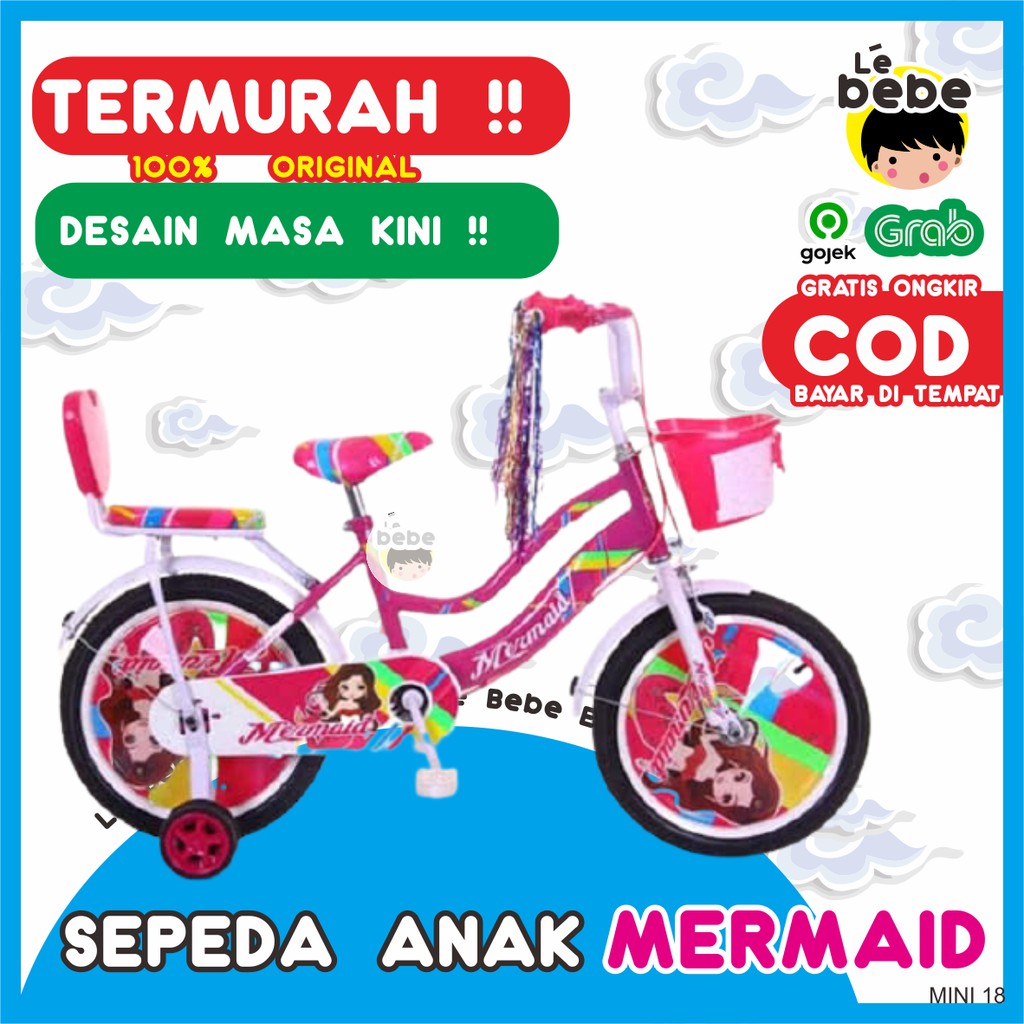 Sepeda Lipat Folding Bike Sepeda Murah Sepeda Anak Mini 18 Mermaid Sepeda ORIGINAL SNI