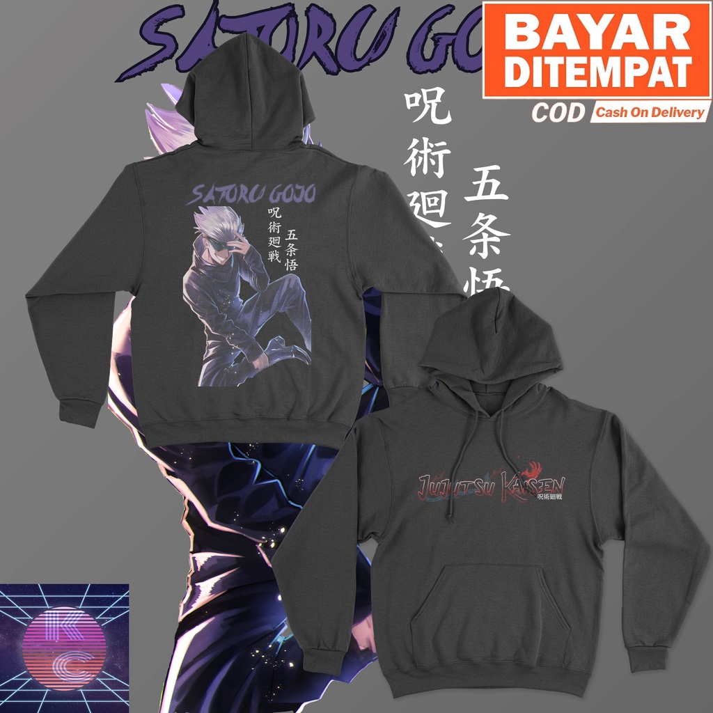 JAKET HOODIE ANIME JUJUTSU KAIZEN SATORU GOJO BIG SIZE JUMBO HOODIE SATORU GOJO PRIA WANITA