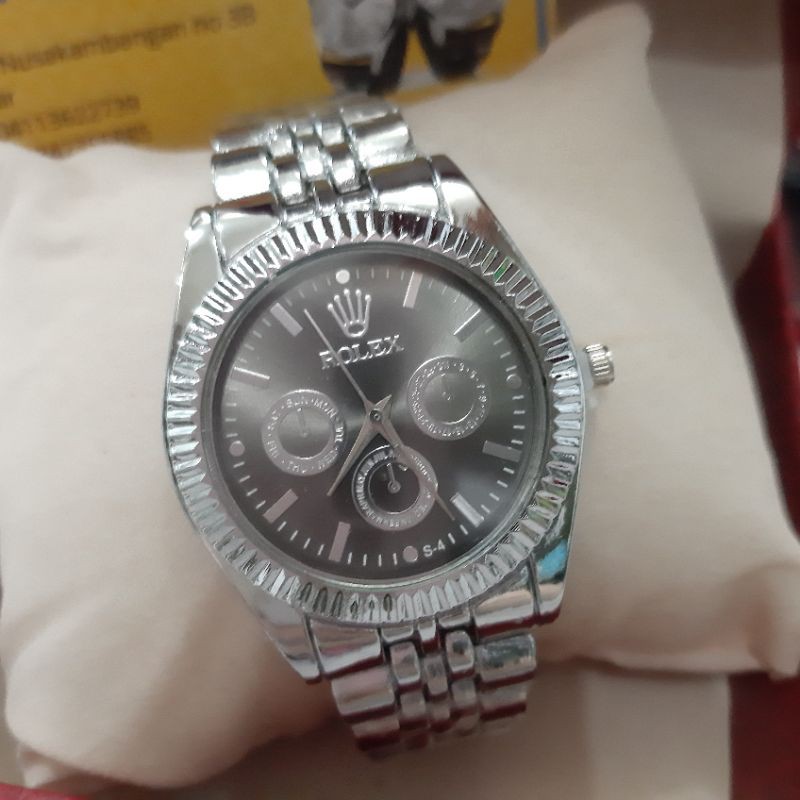 (Toko Ricoh) Rolex jam tangan pria wanita unisex warna silver