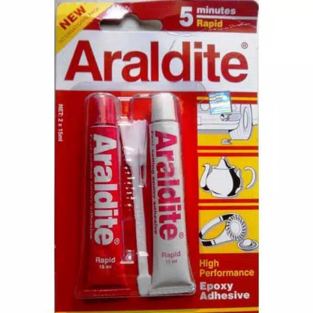 

LEM EPOXY BESI ARALDITE RAPID 5 MENIT MINUTES ADHESIVE MERAH