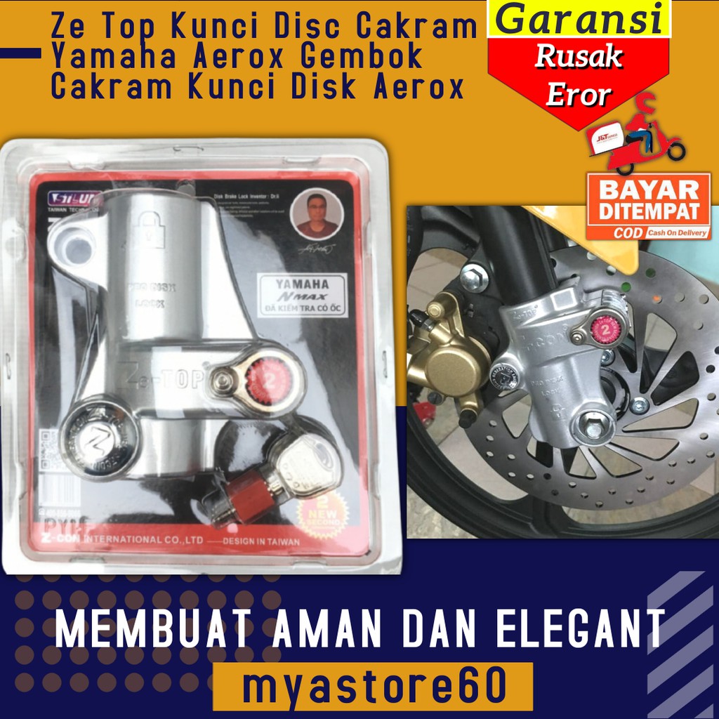 Pengaman Pengunci Ze Top Kunci Disc Cakram Yamaha Aerox Gembok Cakram Kunci Disk Aerox