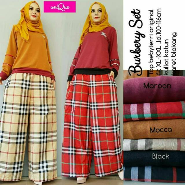 Burberry Set,baju stelan wanita,setelan wanita,stelan kulot,baju ori,baju realpic,baju olahraga