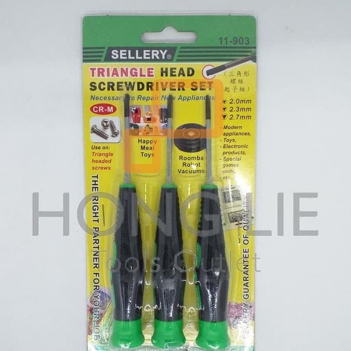 Sellery Obeng Segitiga / Triangle Screwdriver Set 3 Pcs