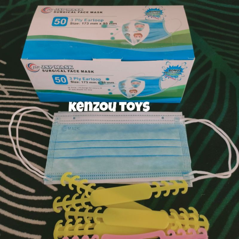 Masker JSP 3PLY 1Box isi 50Pcs Surgical Mask Earloop Murah