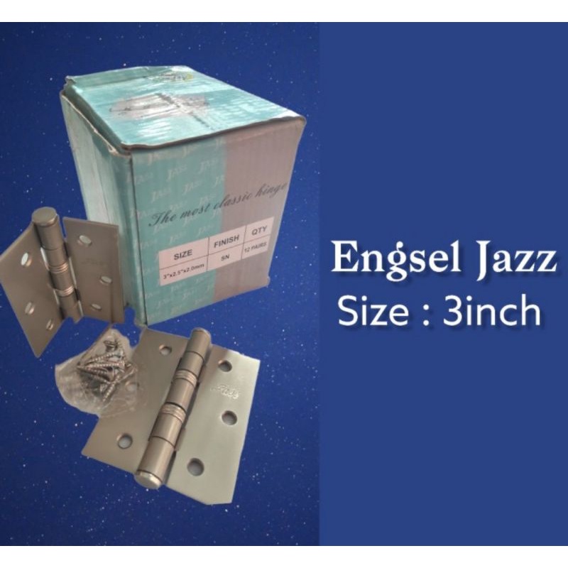 Engsel Pintu 3 inch JAZZ Tebal Perpasang
