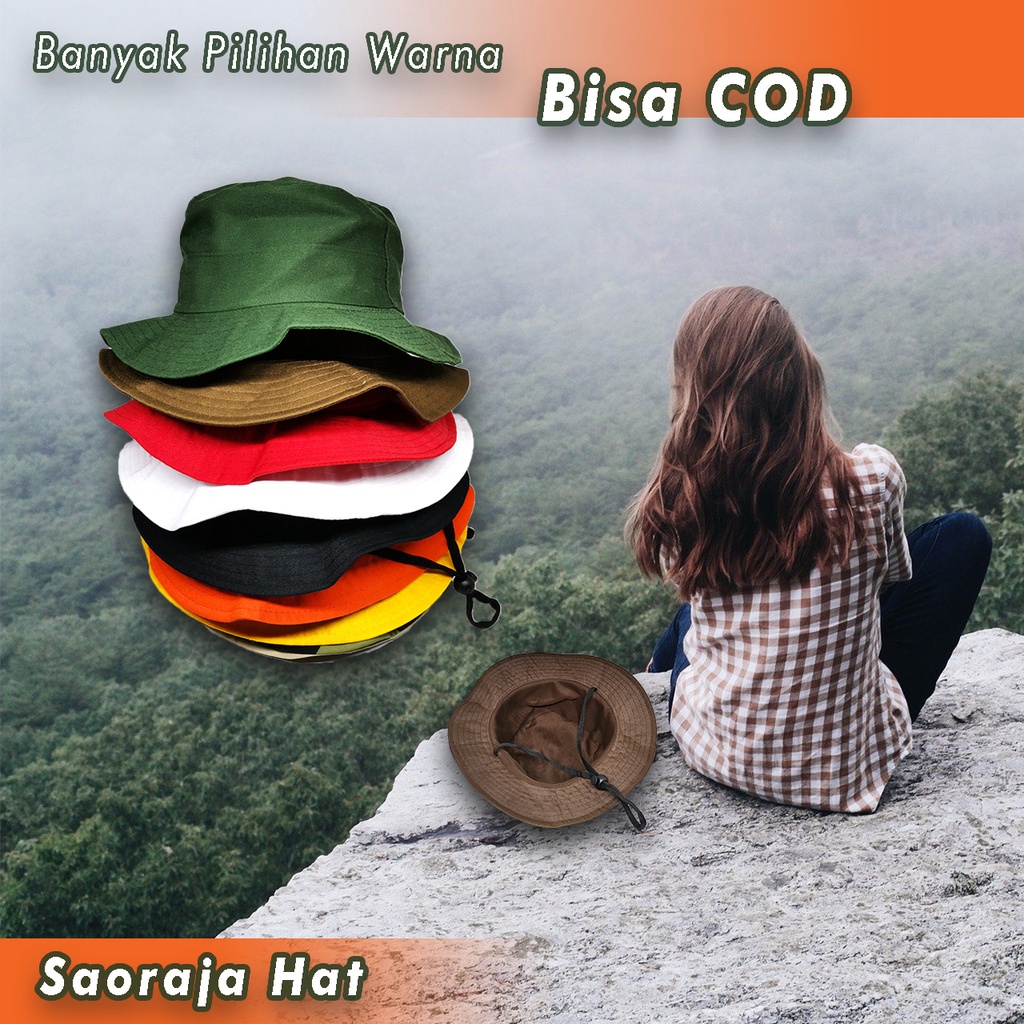 Topi Rimba DEWASA | Bucket Hat | Topi Hiking | Topi Gunung | Bahan  Drill