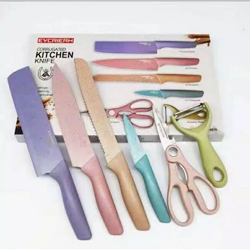 PISAU DAPUR SET 6 IN 1 PISAU DAPUR SET STAINLESS ANTIKARAT KITCHEN KNIFE