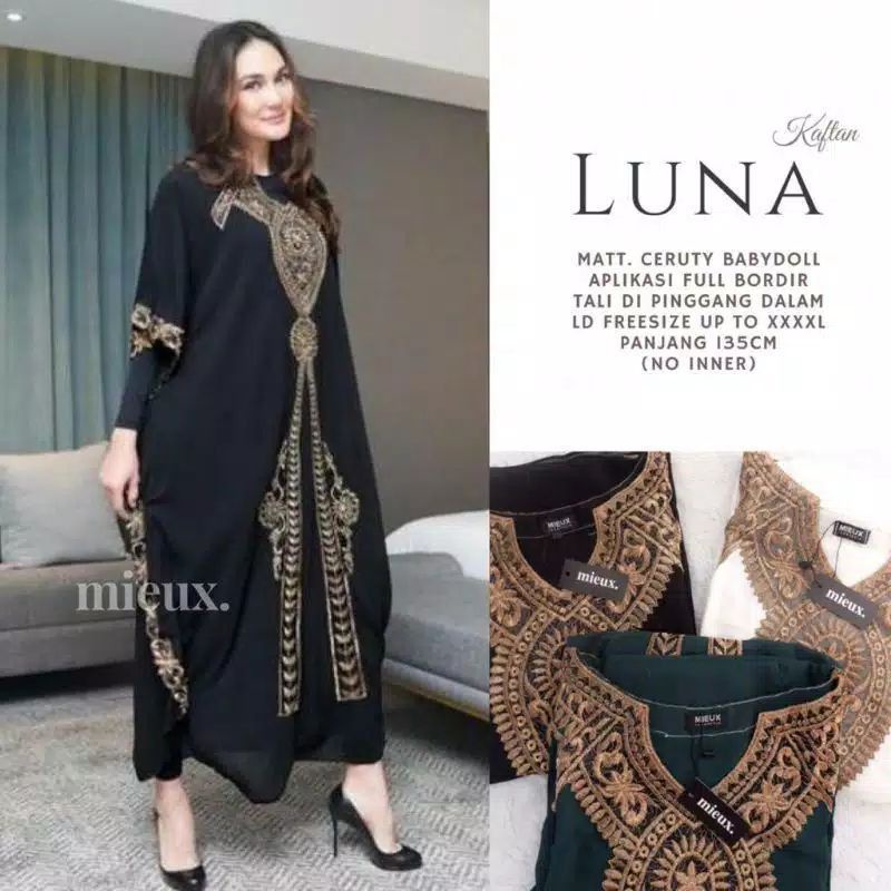 LUNA KAFTAN MIEUX kaftan bordir luna motif original mieux isyana kaftan kondangan chloe