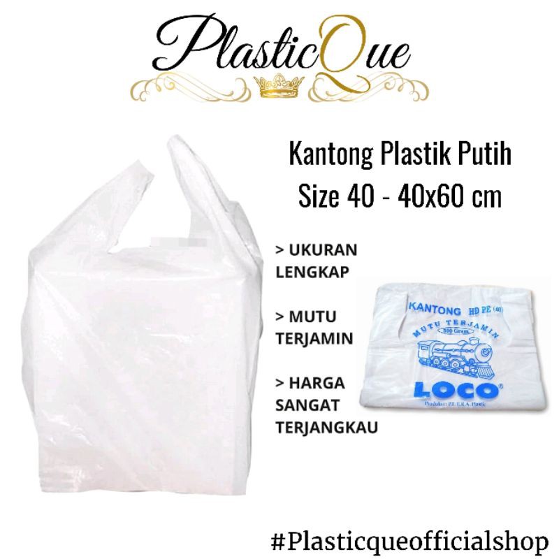 KANTONG PLASTIK KILOAN 500GRAM HD40 40x60 CM 500 GRAM KRESEK PUTIH SUSU EMBROS TEBAL KUAT HDPE HD PE