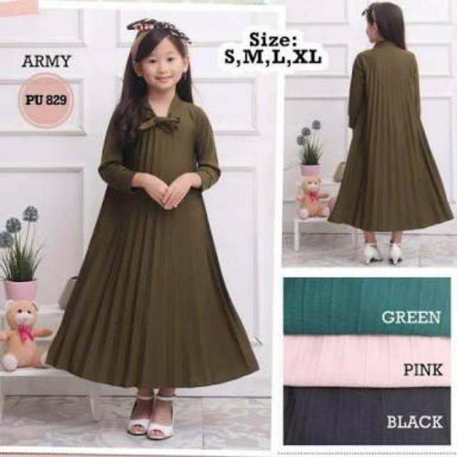 Gamis Plisket Pita Anak Busana Muslin Anak Perempuan Gamis Plisket Anak