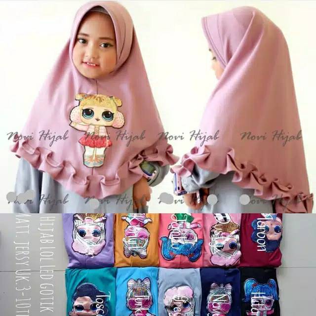 07 Jilbab LOL LED Anak 2 - 6 Tahun  | Hijab Jersery Lembut | Turban Kartun | TK - SD | Nissa Sabyan