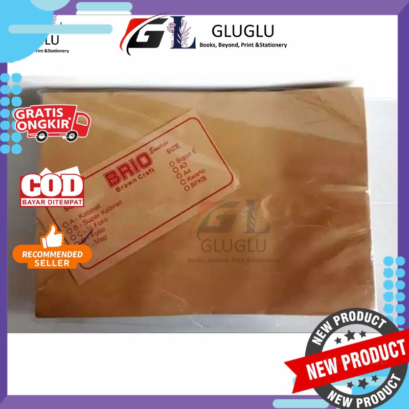 

Amplop Coklat Packing Olshop Ukuran FOLIO F4 MERK BRIO ISI 100 LEMBAR
