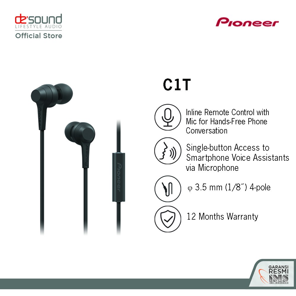 MDN_Pioneer Earphone In Ear with mic SE-C1T