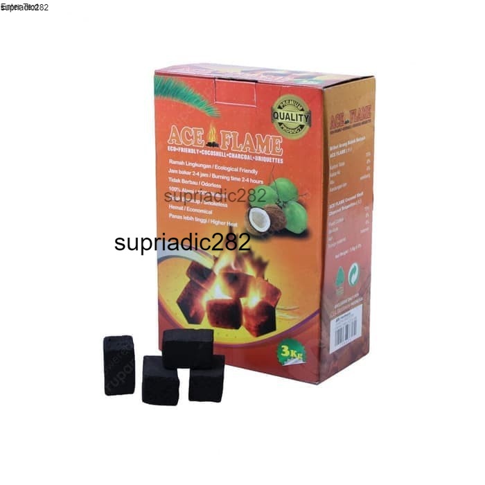 Ace Flame Briket Arang Batok Kelapa Charcoal Briquettes Coco Shell 3Kg