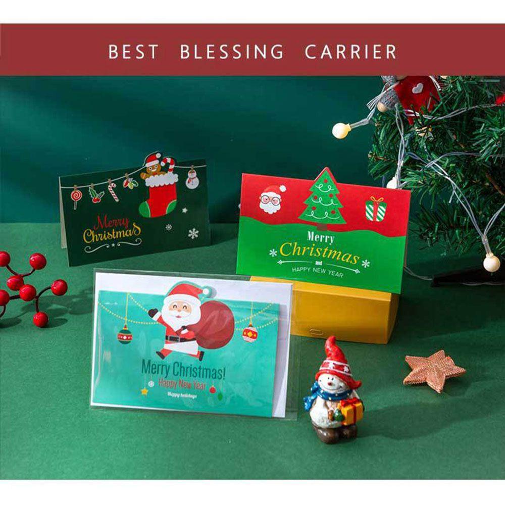 Solighter 5pcs Kartu Ucapan Natal Tahan Lama Happy New Year Berbagai Gaya Xmas Supplies