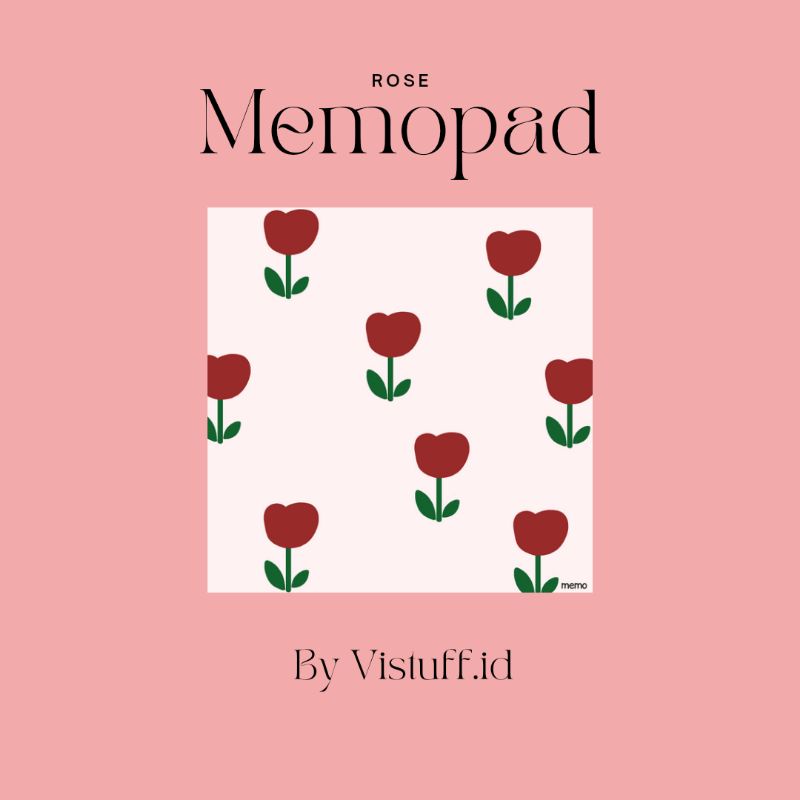 

[Vistuff.id] Rose memopad isi 10pcs ukuran 6,5×6,5cm memo print notes note book penpal kit journal