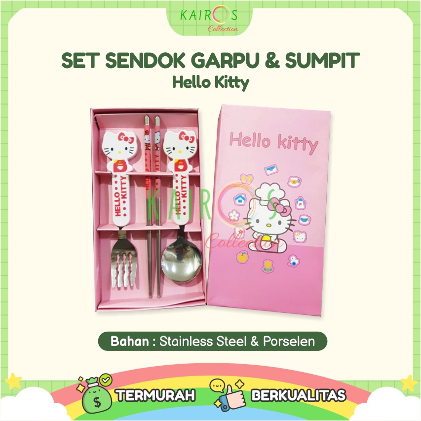 Sendok Set Makan Anak Karakter Lucu - Set Sendok Garpu &amp; Sumpit Karakter