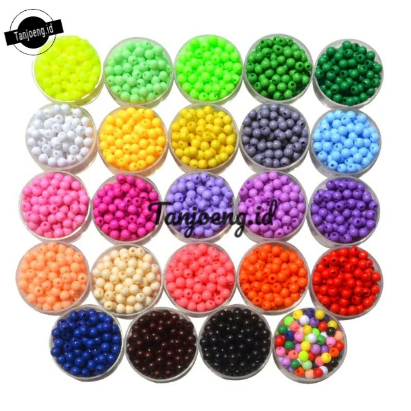 (20 gr)Manik Mote Akrilik Bulat 4/6/8 mm Manik Kapur Manik Mote Susu Bahan Kerajianan DIY