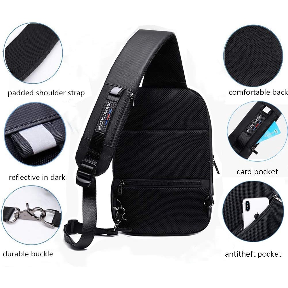 AKN88 - ARCTIC HUNTER XB00081 - Crossbody Sling Bag USB Port - Tas Selempang