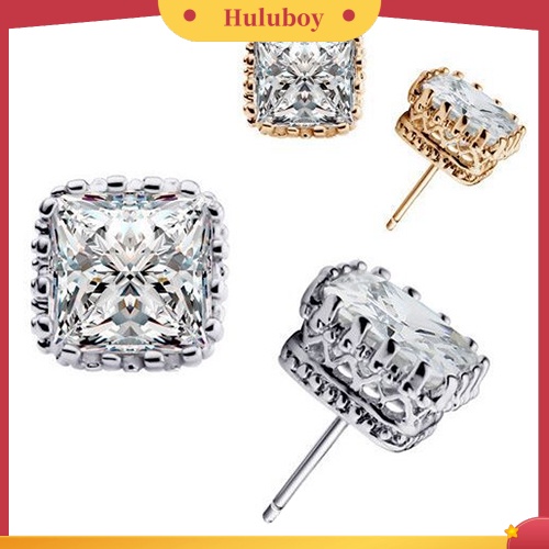 Hu Hu Hu Hu Hu Alat Bantu Pasang Kacamata♡ Anting Tusuk Wanita Bentuk Mahkota Hollow Hias Cubic Zirconia Untuk Pesta Pernikahancocktail