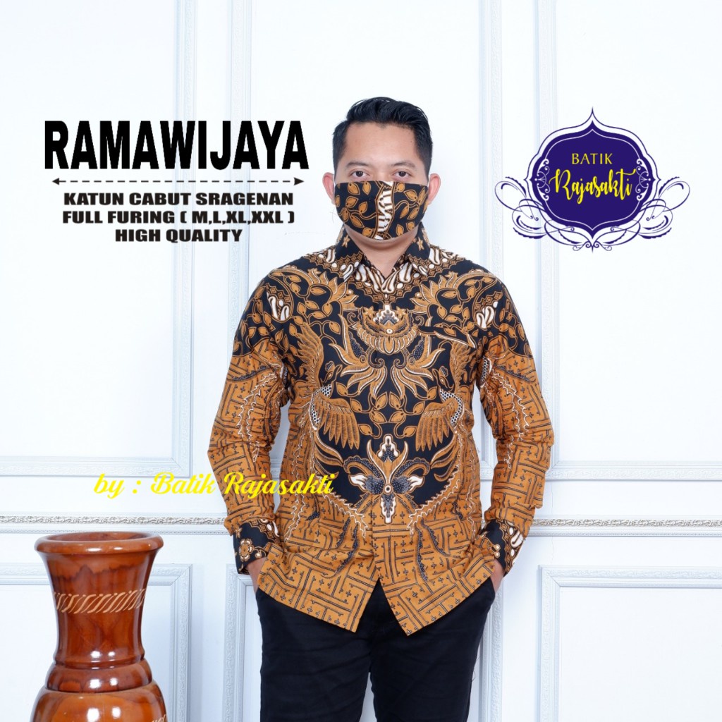 Batik pria lengan COKLAT GOLD panjang FURING modern  ORIGINAL BAJU PREMIUM ORIGINAL BY RAJASAKTI