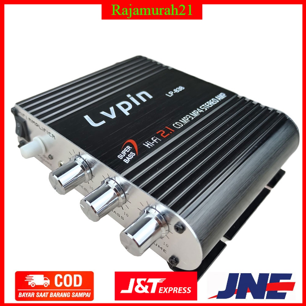 LVPIN Mini HiFi Stereo Amplifier Treble Bass Booster 12V - BKSK08BK