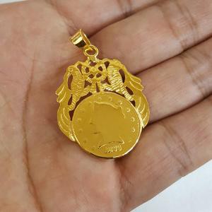 Unik Bandul Koin Suku Ringgit Lapis Emas 24k Diskon