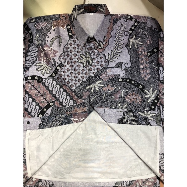 UL baju Batik Pria Lengan Panjang lapisan furing hero,Warna ungu,warna lilac,Batik Premium,Batik Modern,Batik Jumbo,Batik Solo,Batik Kantoran