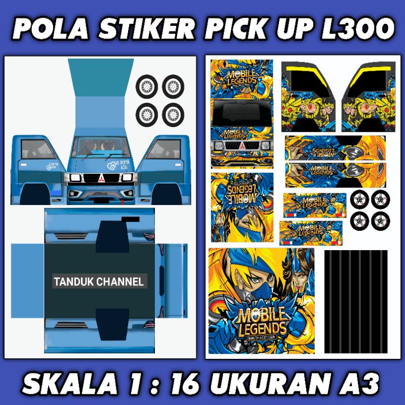 Stiker Papercraft Pick Up L300 Oleng Skala 1:16