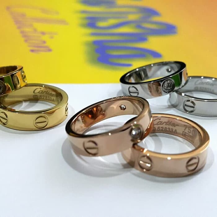 SALE - CINCIN TITANIUM DIAMOND/POLOS MODEL CARTIER CAP 750 CINCIN PRIA/WANITA - ROSE GOLD, 6