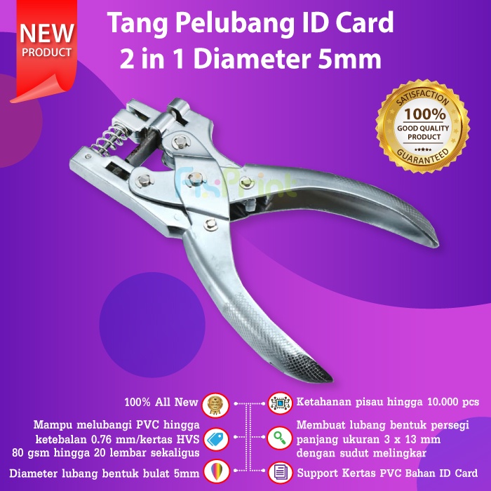 Tang Pelubang ID Card 2 In 1 Diameter 5 mm Alat Plong Kertas PVC 5mm